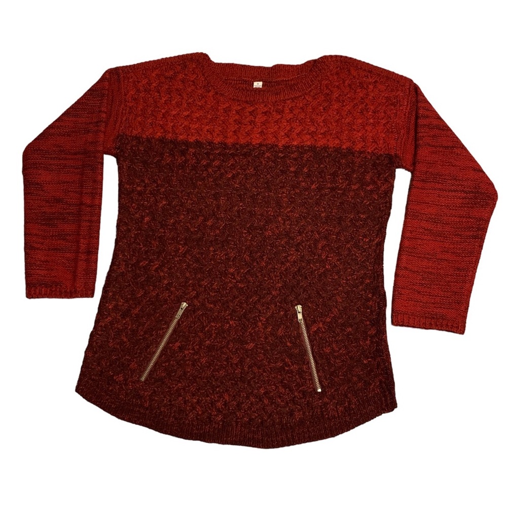 Great Northwest Indigo Womens Red Ombré Long Sleeve Acrylic Sweater Size M